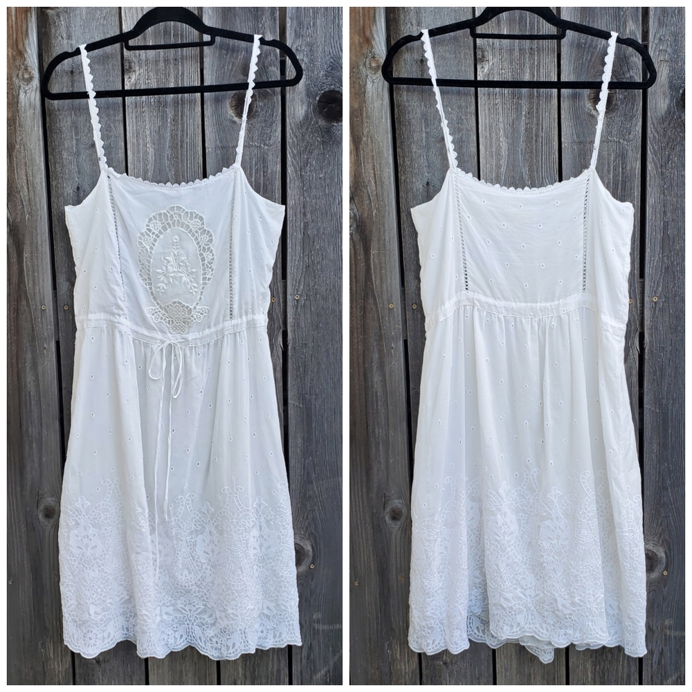 Johnny Was White Embroidered Eyelet Dress